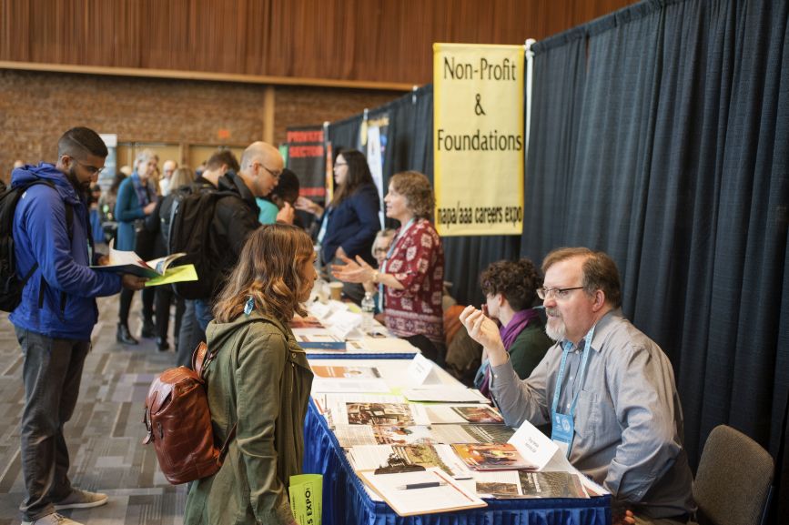 A photo of the exhibit hall at the 2019 AAA/CASCA Annual Meeting.